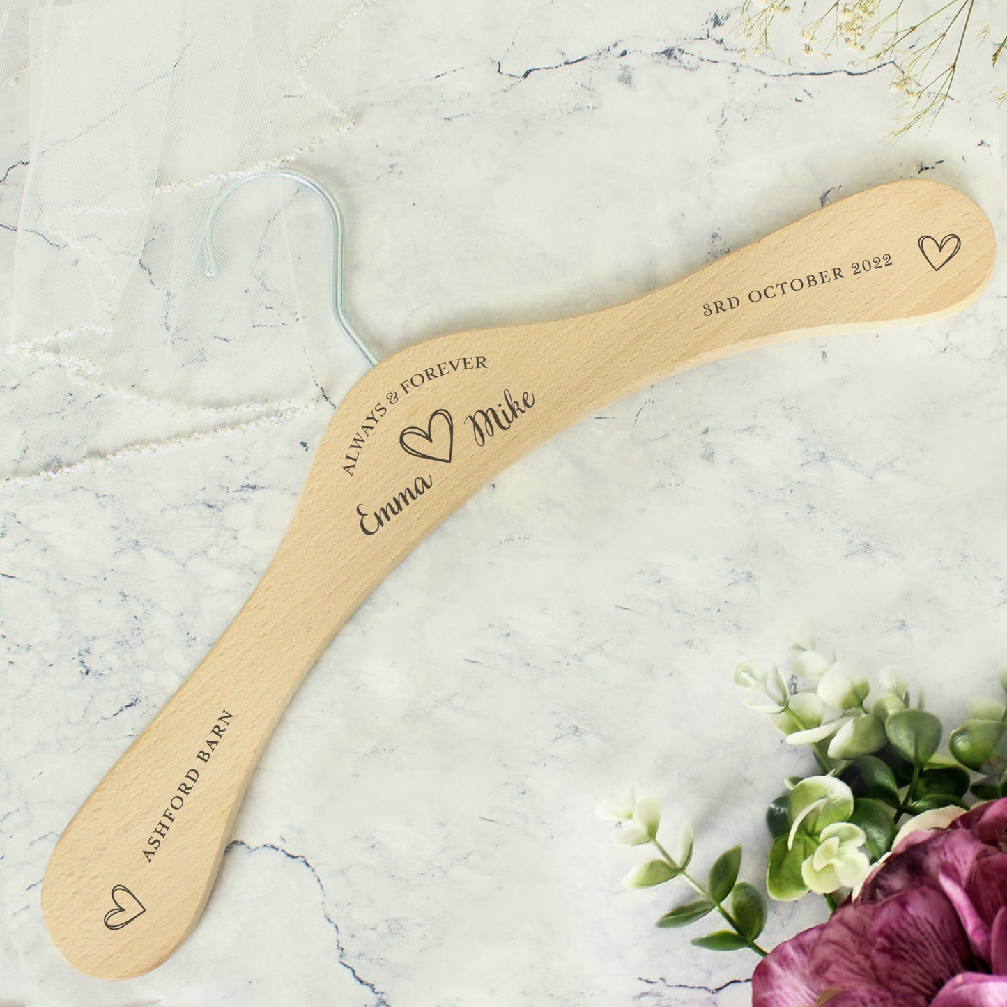 Personalised Always & Forever Wooden Hanger - Personalise It!
