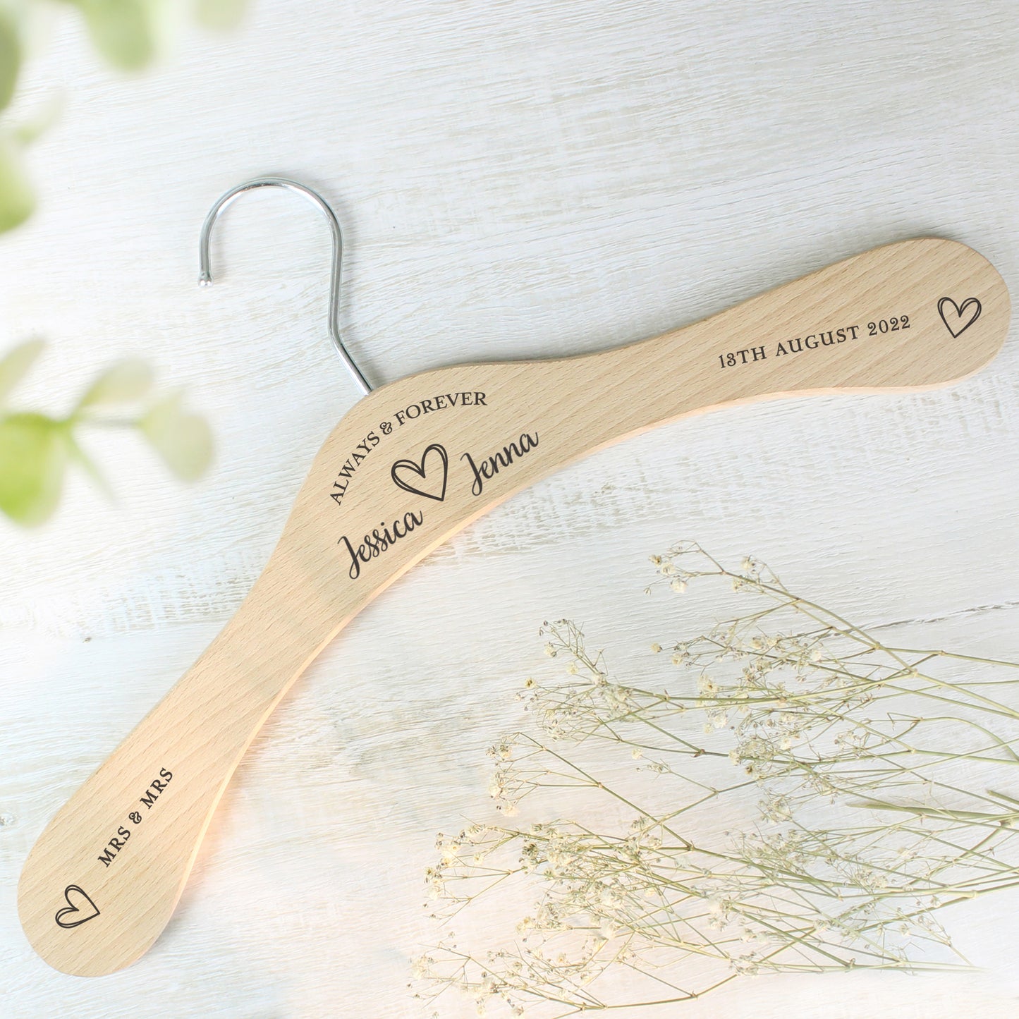Personalised Always & Forever Wooden Hanger - Personalise It!