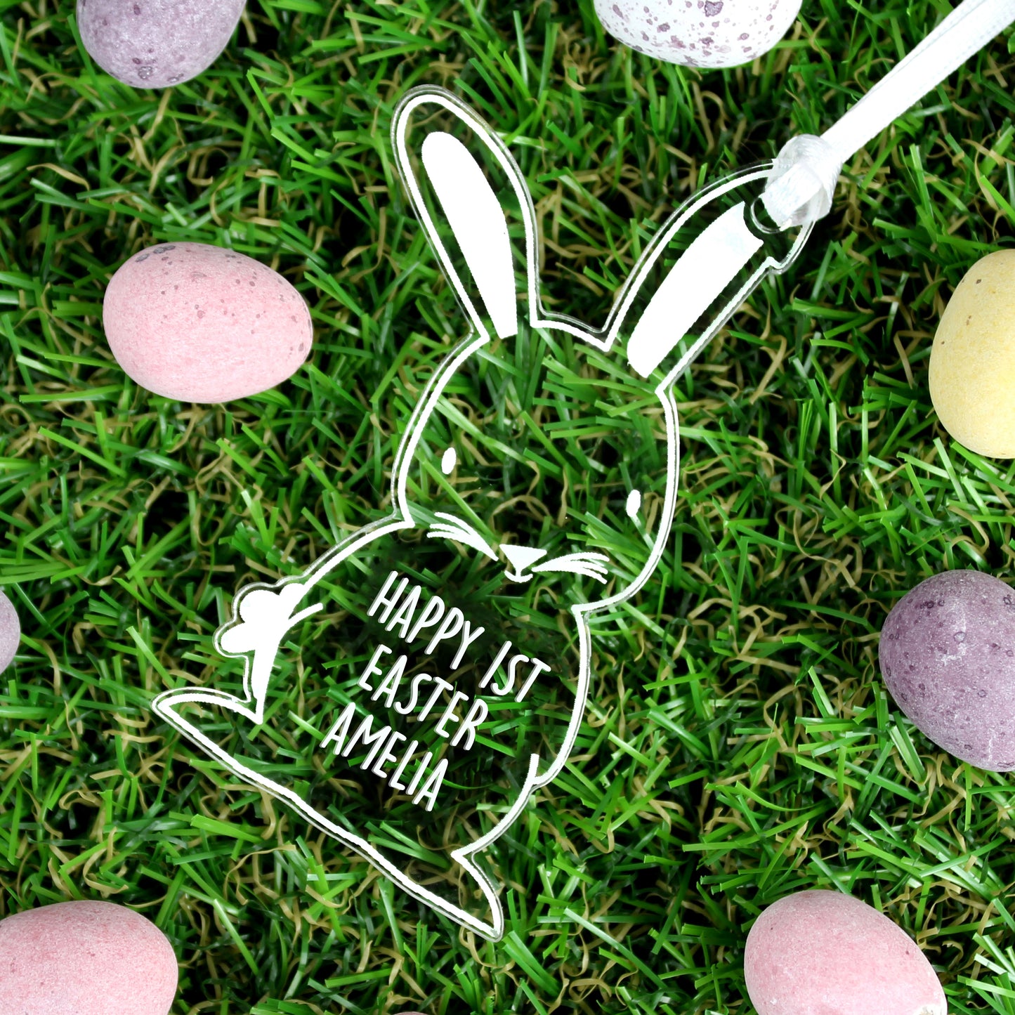 Personalised Acrylic Easter Bunny Decoration - Personalise It!
