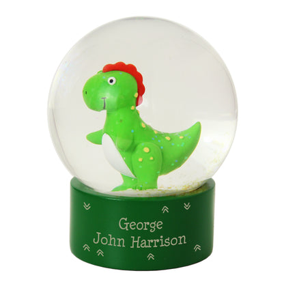 Personalised Message Dinosaur Glitter Snow Globe - Personalise It!