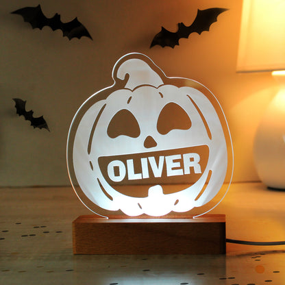 Personalised Pumpkin Wooden Based LED Light - Personalise It!
