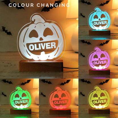 Personalised Pumpkin Wooden Based LED Light - Personalise It!