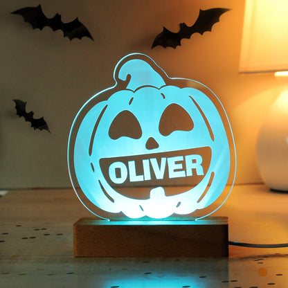 Personalised Pumpkin Wooden Based LED Light - Personalise It!
