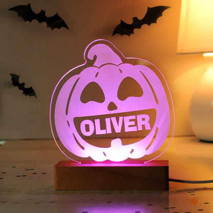 Personalised Pumpkin Wooden Based LED Light - Personalise It!