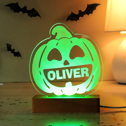 Personalised Pumpkin Wooden Based LED Light - Personalise It!