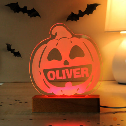Personalised Pumpkin Wooden Based LED Light - Personalise It!