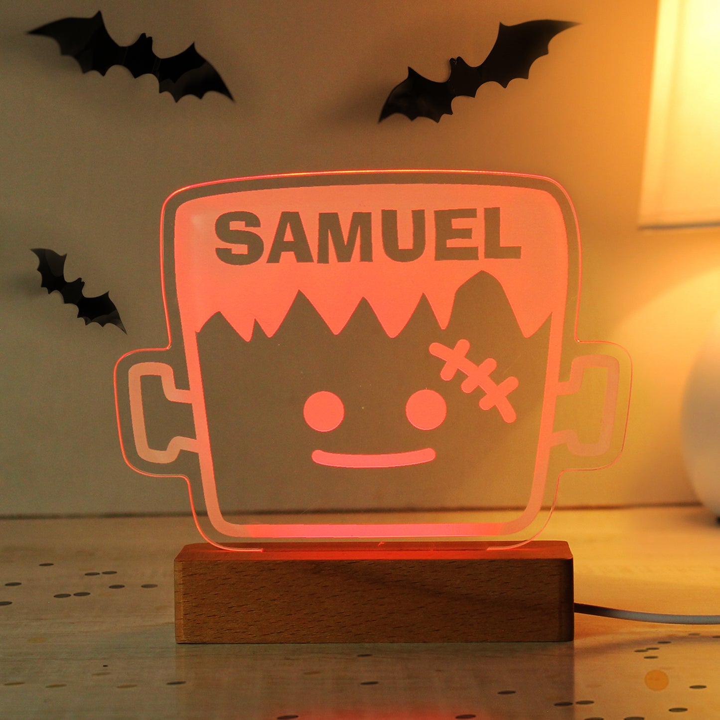 Personalised Frankenstein Wooden Based LED Light - Personalise It!