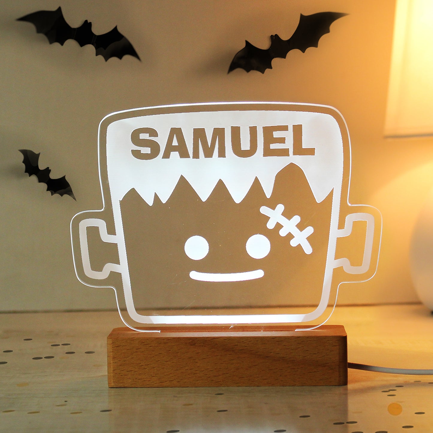 Personalised Frankenstein Wooden Based LED Light - Personalise It!