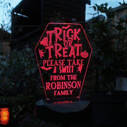 Personalised Trick or Treat Outdoor Solar Light - Personalise It!