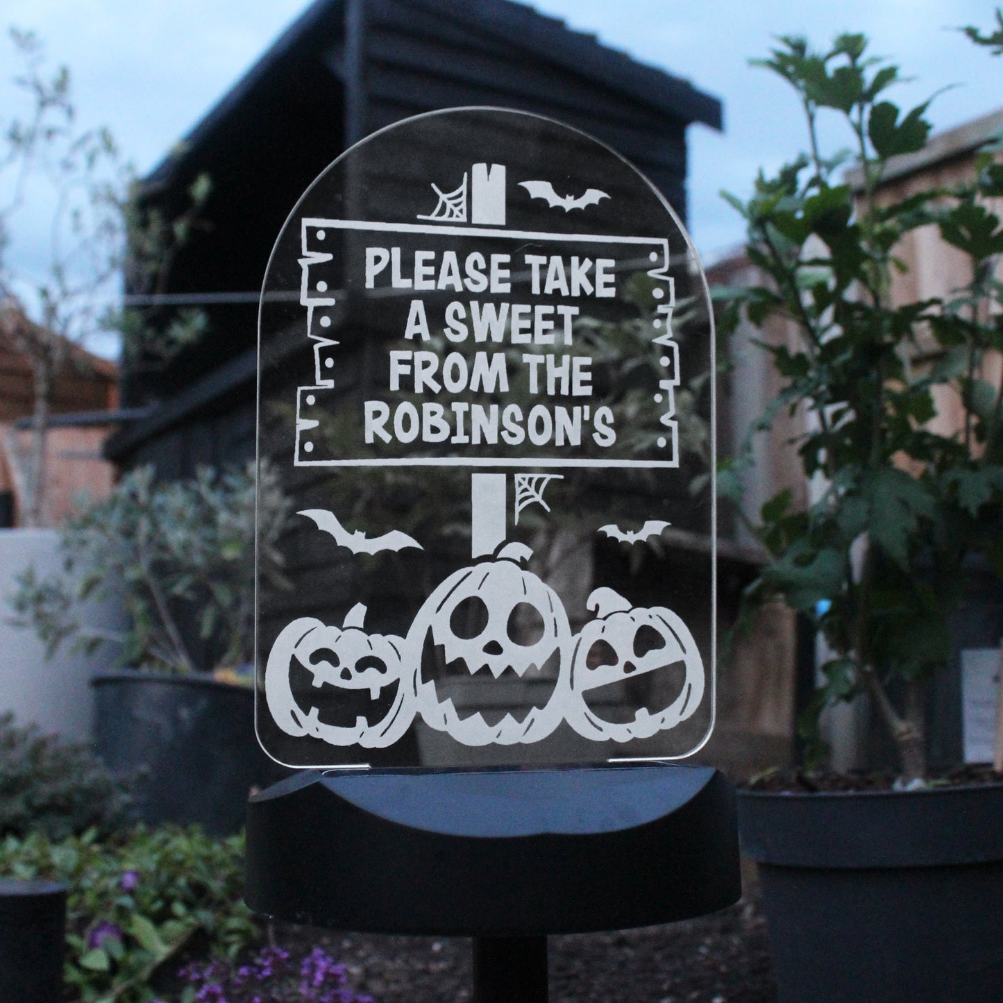Personalised Pumpkins Sign Outdoor Solar Light - Personalise It!