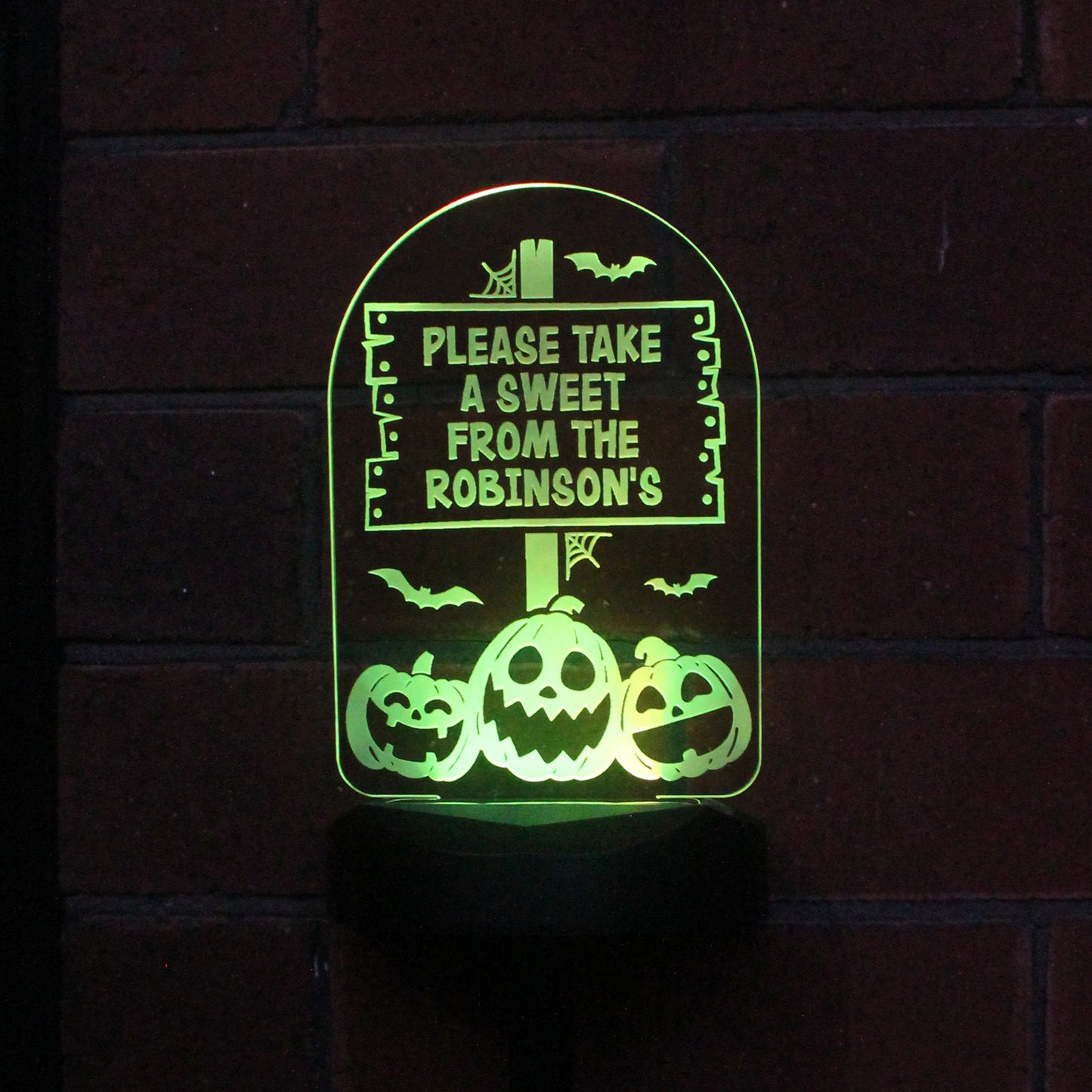 Personalised Pumpkins Sign Outdoor Solar Light - Personalise It!