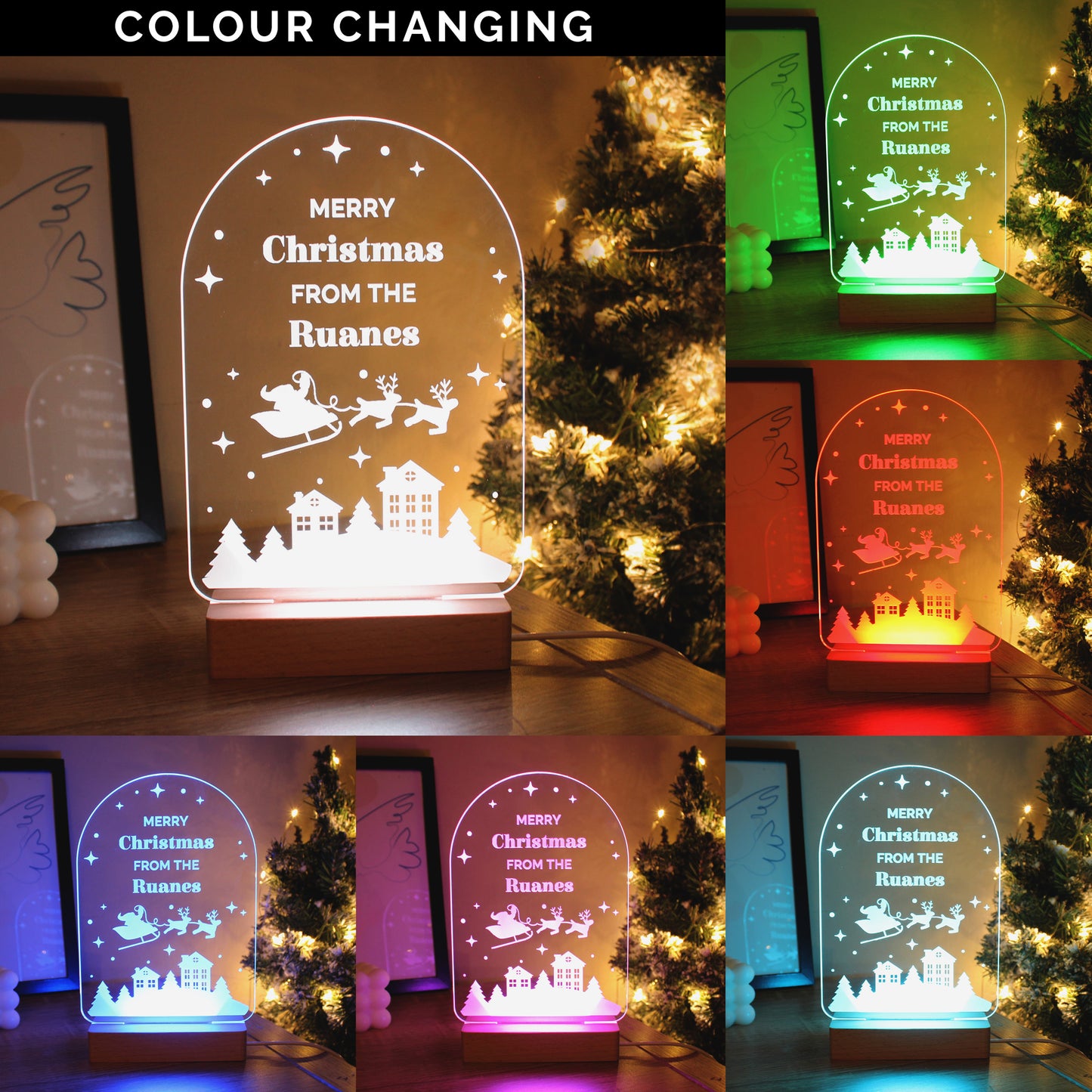 Personalised Christmas Wooden Based LED Light - Personalise It!