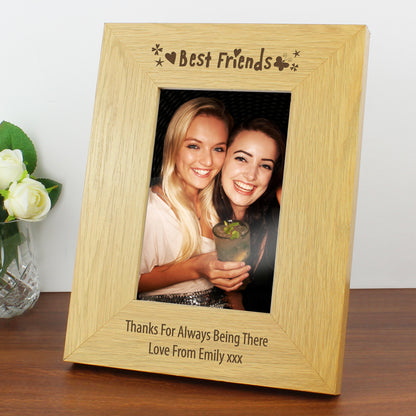 Personalised Oak Finish 4x6 Best Friends Photo Frame - Personalise It!