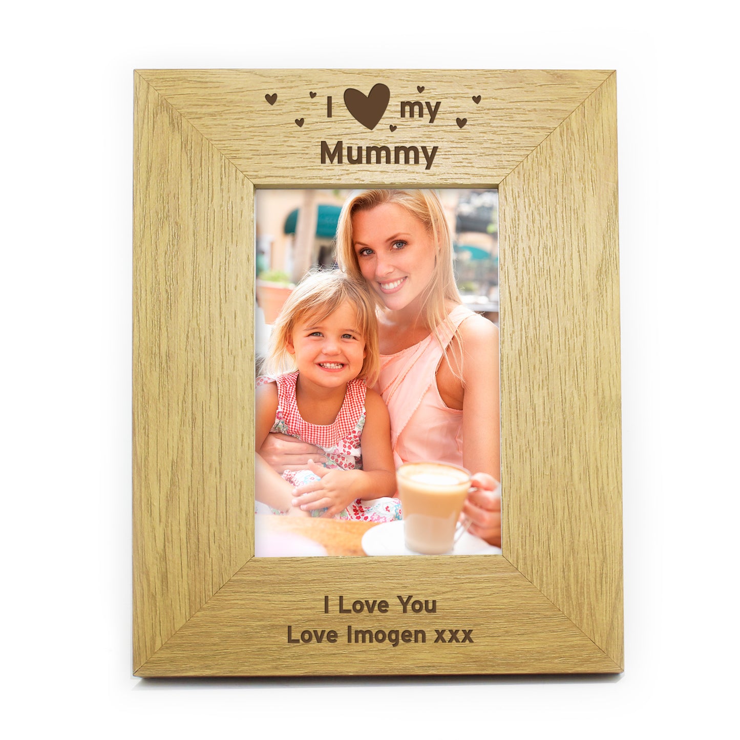 Personalised Oak Finish 4x6 I Heart My Photo Frame - Personalise It!