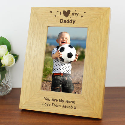 Personalised Oak Finish 4x6 I Heart My Photo Frame - Personalise It!