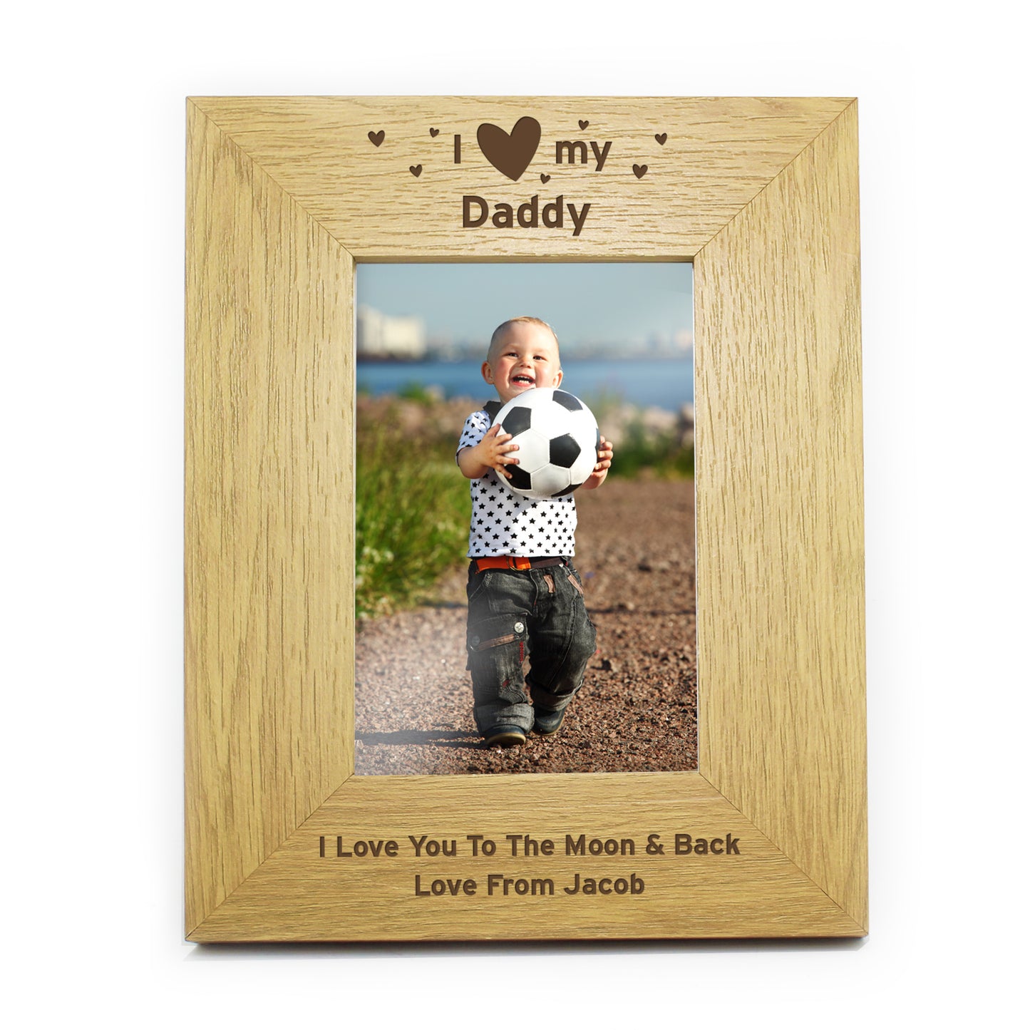 Personalised Oak Finish 4x6 I Heart My Photo Frame - Personalise It!