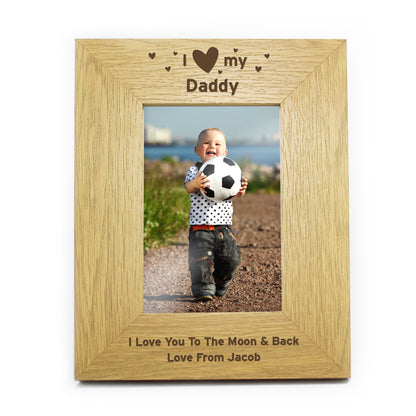 Personalised Oak Finish 4x6 I Heart My Photo Frame - Personalise It!