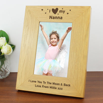 Personalised Oak Finish 4x6 I Heart My Photo Frame - Personalise It!