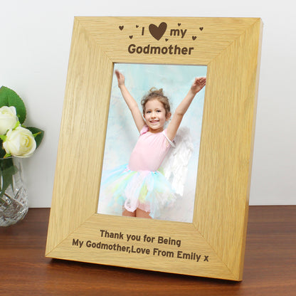 Personalised Oak Finish 4x6 I Heart My Photo Frame - Personalise It!