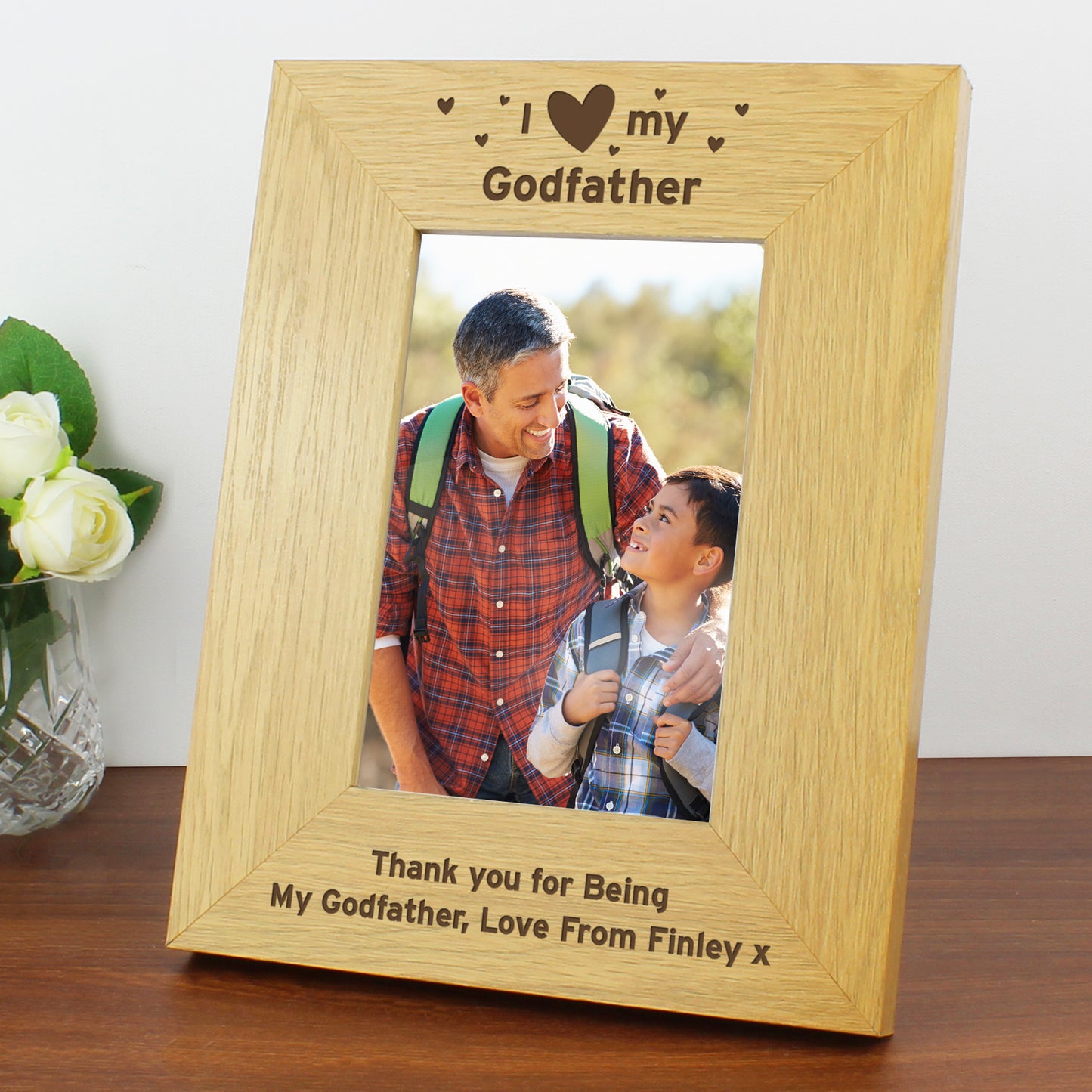 Personalised Oak Finish 4x6 I Heart My Photo Frame - Personalise It!