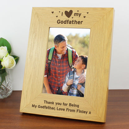 Personalised Oak Finish 4x6 I Heart My Photo Frame - Personalise It!
