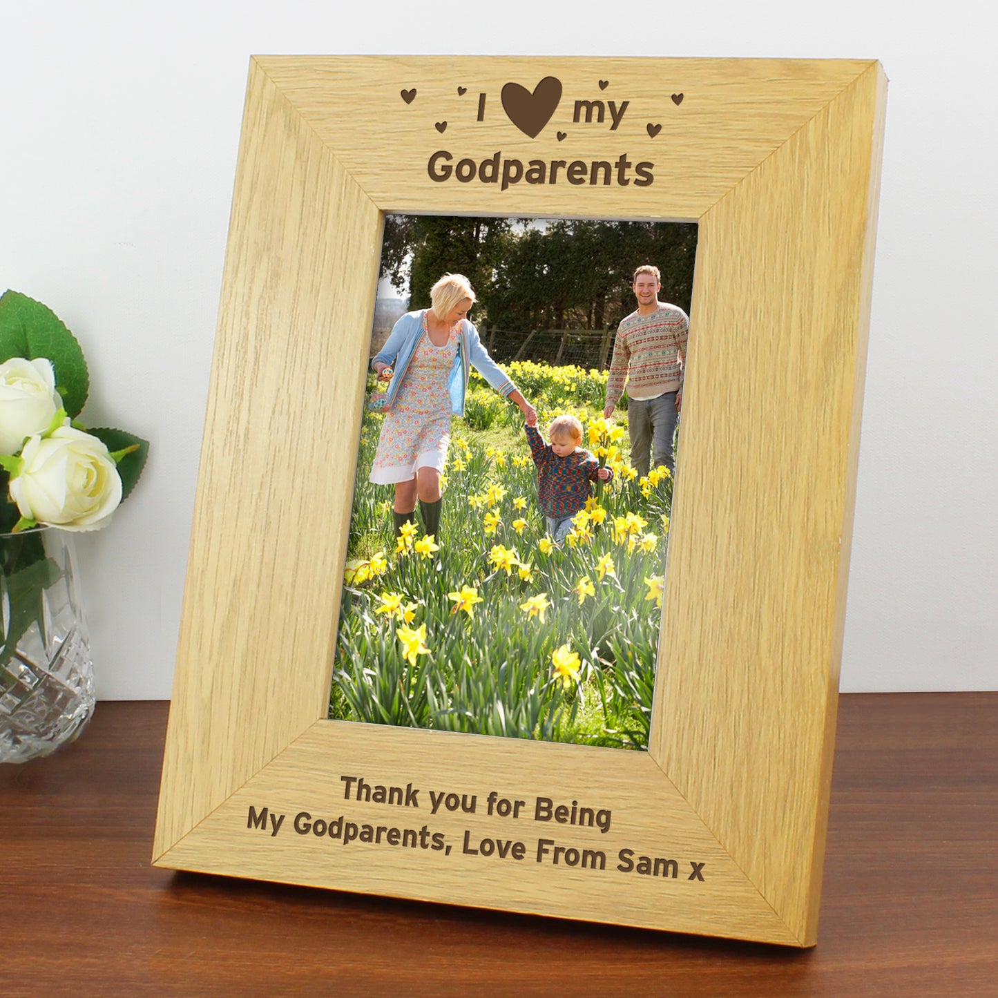 Personalised Oak Finish 4x6 I Heart My Photo Frame - Personalise It!