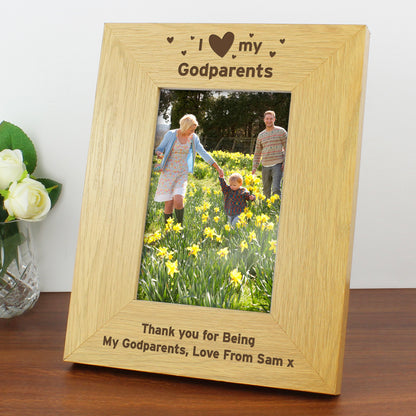 Personalised Oak Finish 4x6 I Heart My Photo Frame - Personalise It!