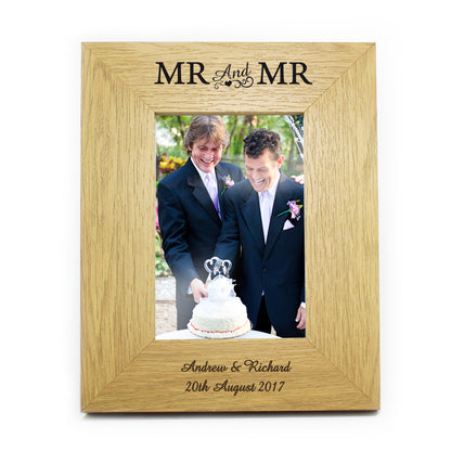 Personalised Oak Finish 4x6 Mr & Mr Photo Frame - Personalise It!
