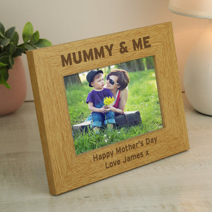 Personalised Oak Finish 6x4 Mummy & Me Photo Frame - Personalise It!