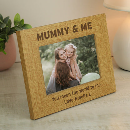 Personalised Oak Finish 6x4 Mummy & Me Photo Frame - Personalise It!