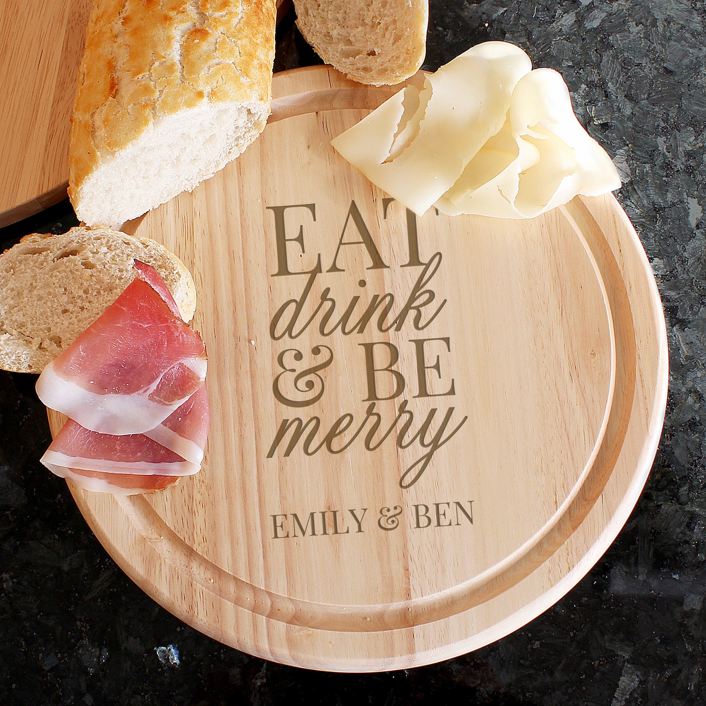Personalised Eat Drink & Be Merry Rectangular Chopping Board - Personalise It!