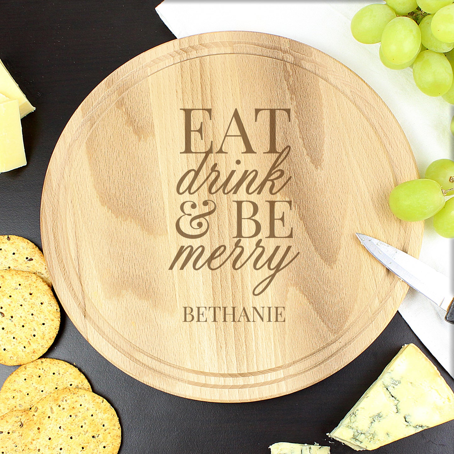 Personalised Eat Drink & Be Merry Rectangular Chopping Board - Personalise It!