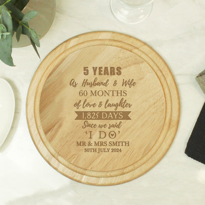 Personalised 5th Anniversary Heart Chopping Board - Personalise It!