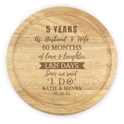 Personalised 5th Anniversary Heart Chopping Board - Personalise It!