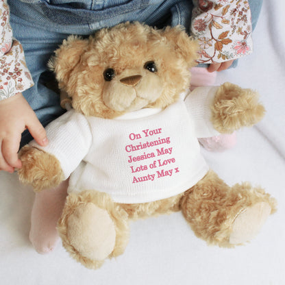 Personalised Message Teddy Bear - Pink - Personalise It!