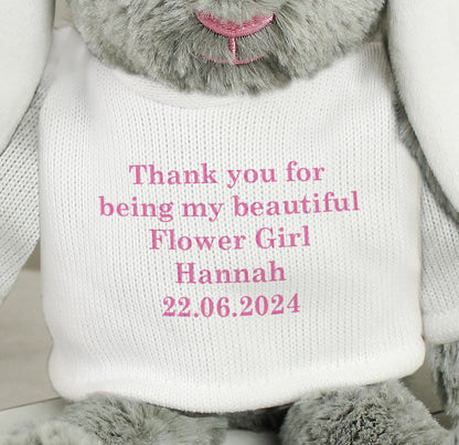 Personalised Message Bunny Rabbit In Jumper - Pink - Personalise It!