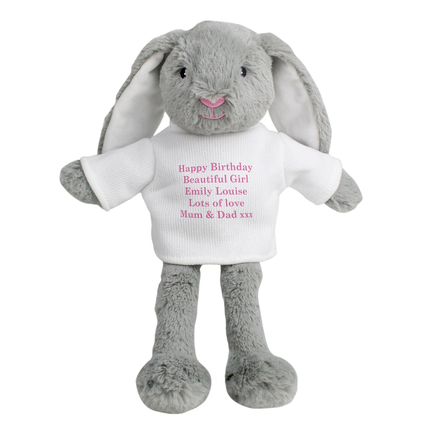Personalised Message Bunny Rabbit In Jumper - Pink - Personalise It!