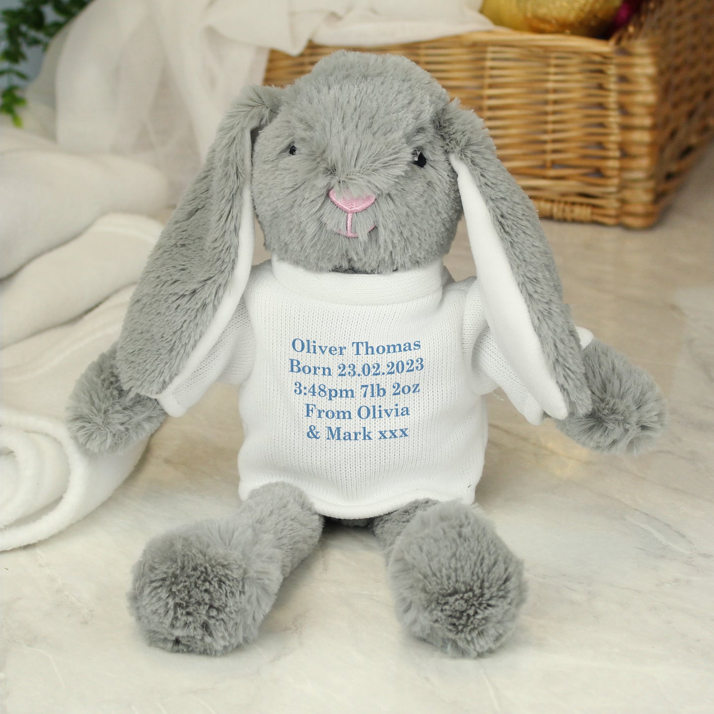 Personalised Message Bunny Rabbit - Blue - Personalise It!