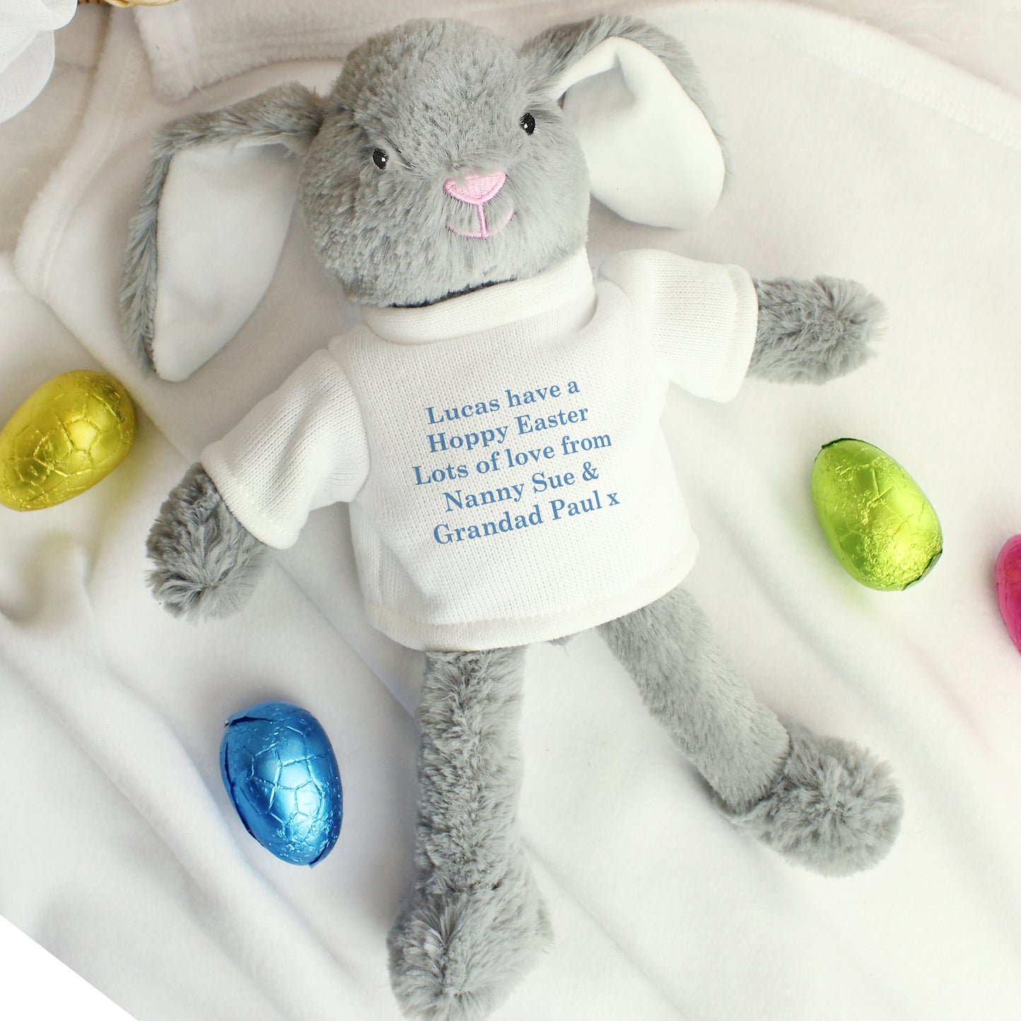 Personalised Message Bunny Rabbit - Blue - Personalise It!