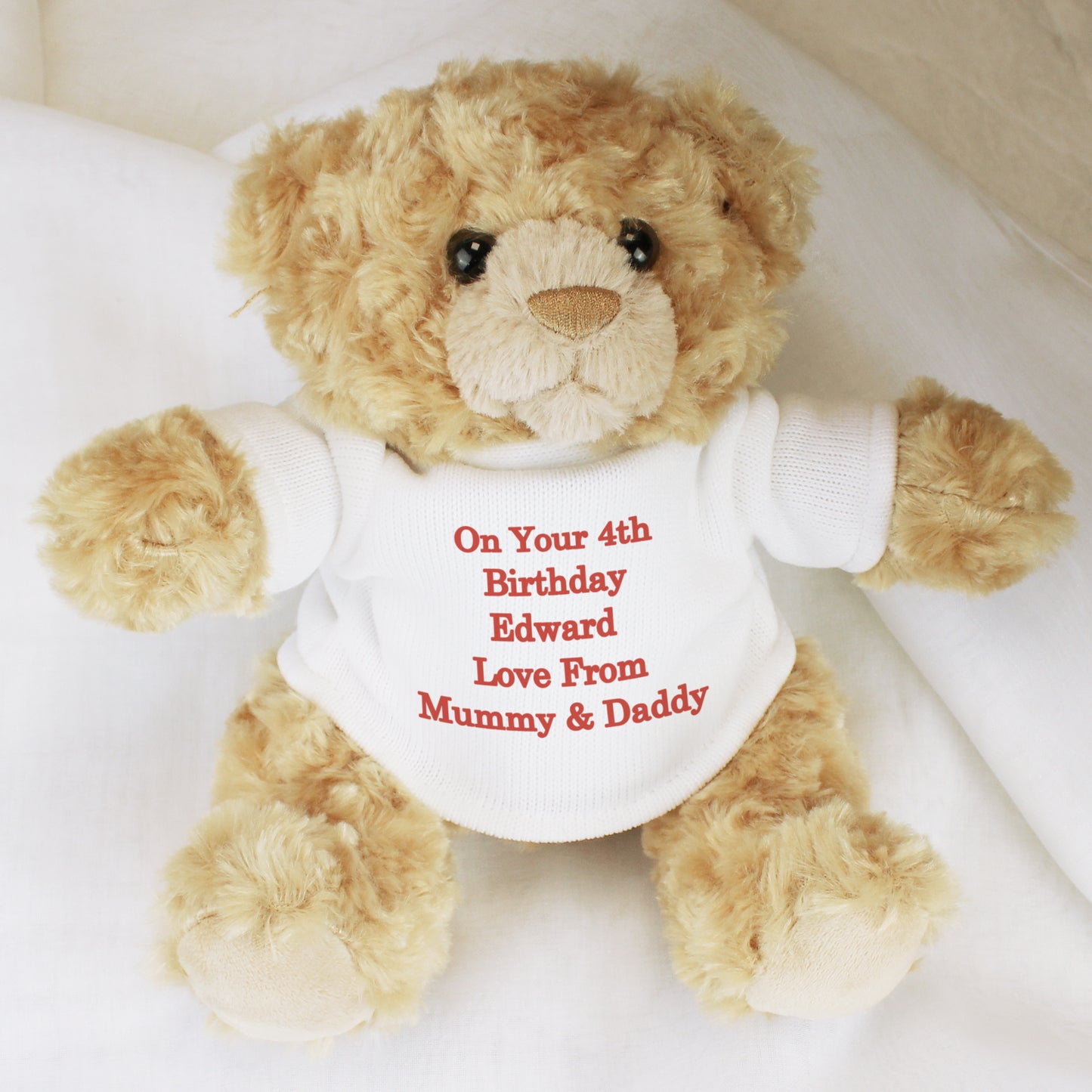 Personalised Teddy Bear - Red Message - Personalise It!