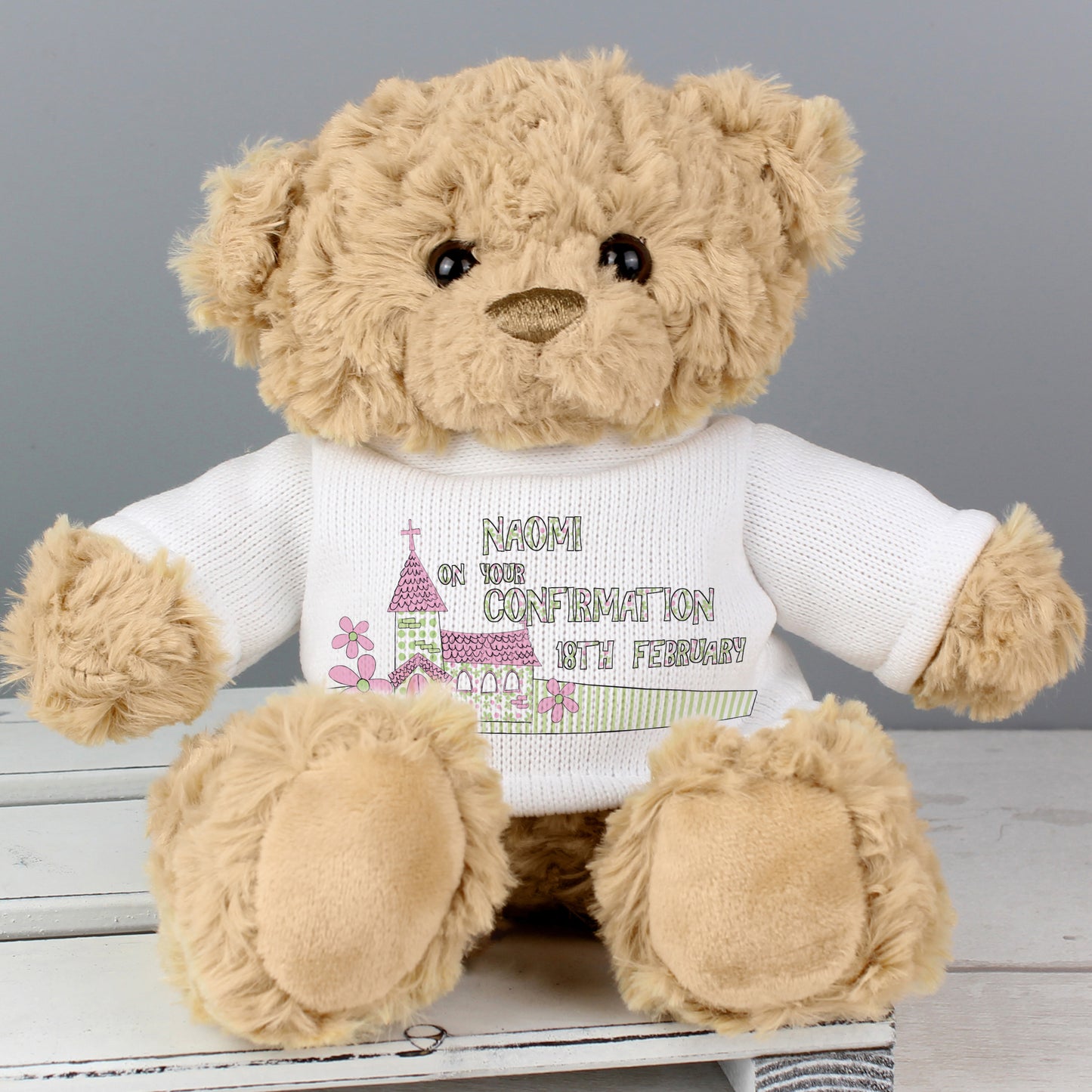 Personalised Pink Church Teddy Bear - Personalise It!