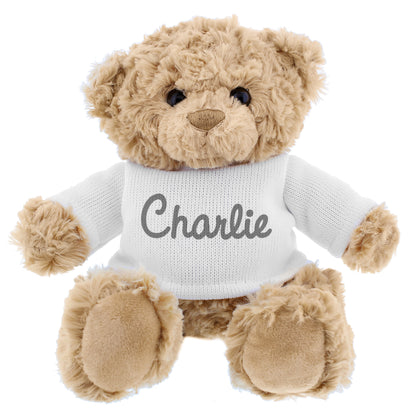 Personalised Name Only Teddy Bear  - Grey - Personalise It!