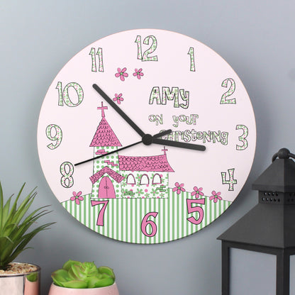 Personalised Whimsical Church Christening Clock - Personalise It!