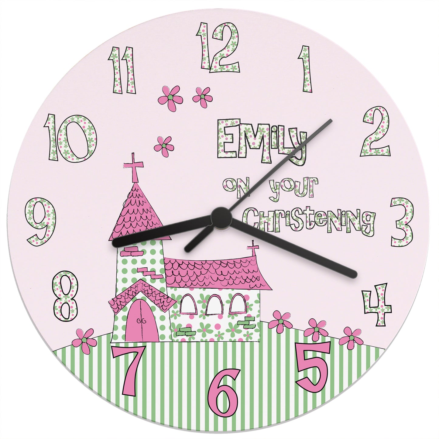 Personalised Whimsical Church Christening Clock - Personalise It!