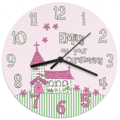 Personalised Whimsical Church Christening Clock - Personalise It!