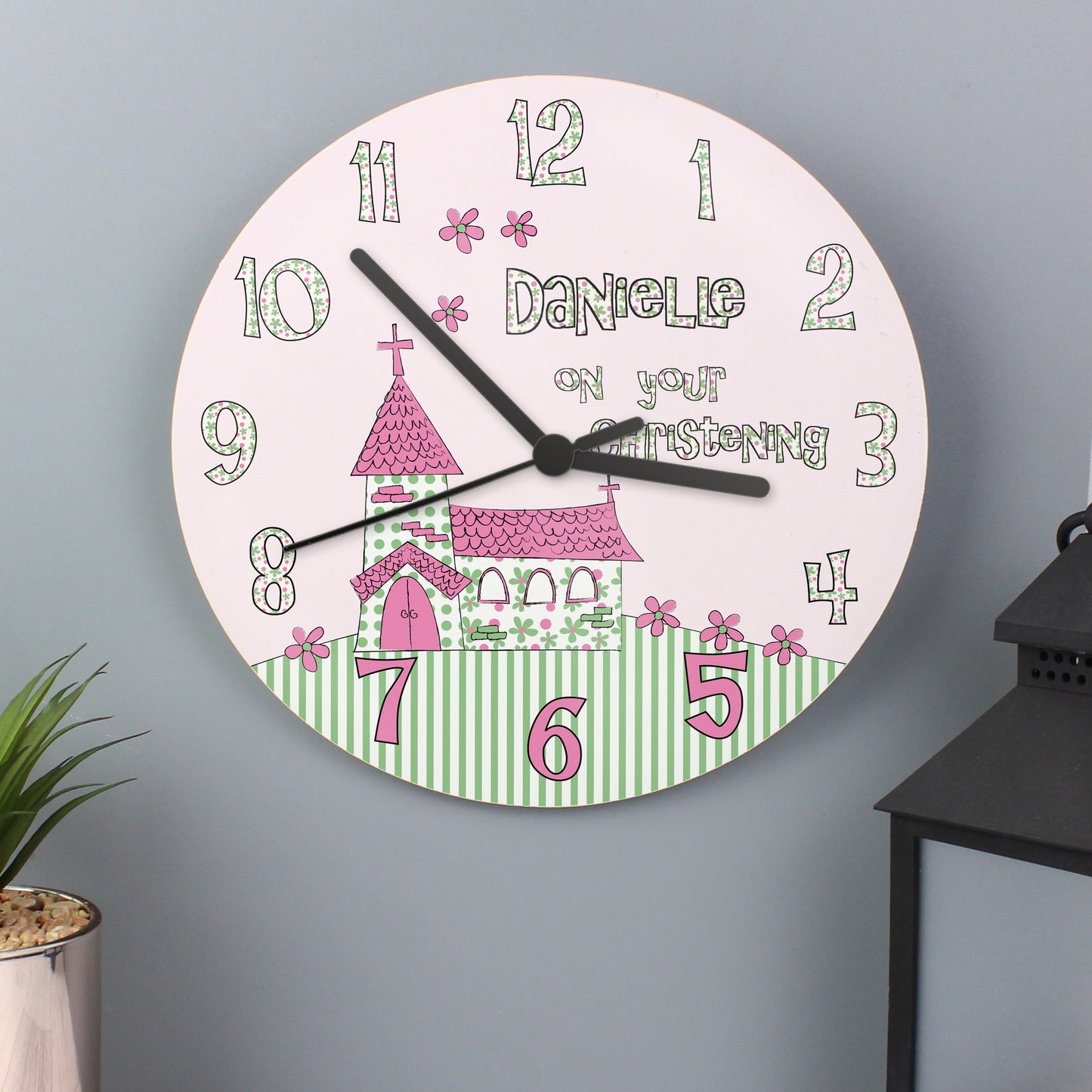 Personalised Whimsical Church Christening Clock - Personalise It!