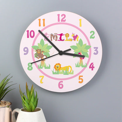 Personalised Pink Animal Alphabet Clock - Personalise It!