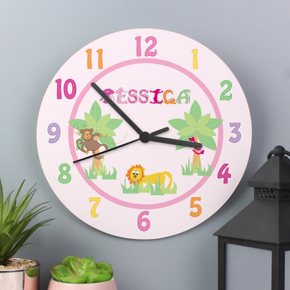 Personalised Pink Animal Alphabet Clock - Personalise It!