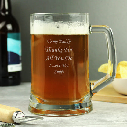 Engraved Personalised Glass Pint Stern Tankard - Personalise It!