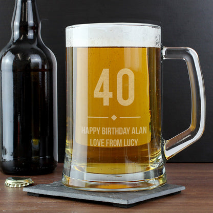 Personalised Big Age Glass Pint Stern Tankard - Personalise It!